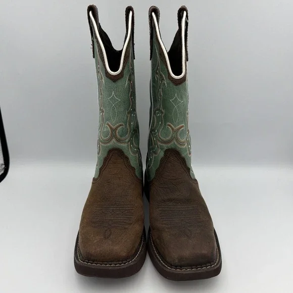 Justin Boots Women 7.5 B Gypsy Green Leather Square Toe Country Equestrian L2904 - Picture 2 of 11